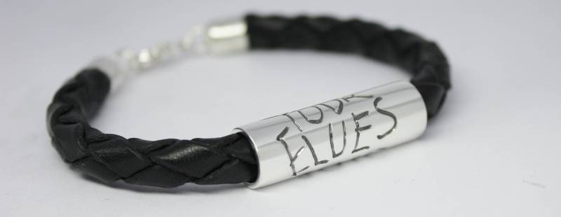 Echtsilber Handschrift Lederarmband - Armreif Mit Gravur Für Herren von TereReyesJoies