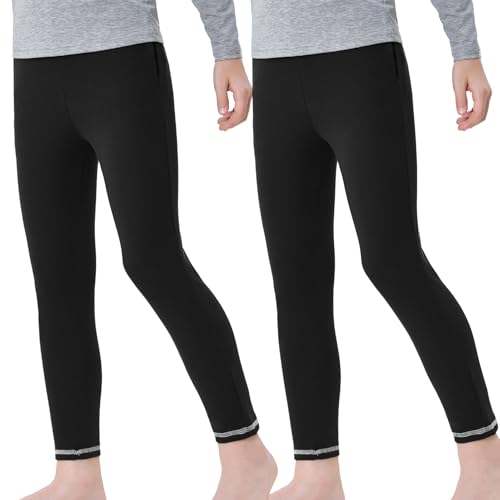 Terecey 2er-Pack Kinder Leggings Baumwolle Stretch Warme Atmungsaktiv Lang Thermoleggings Winter Einfarbig Jungen Madchen Basic Thermowäsche Set fur Frühling und Herbst, 2er Pack Schwarz XXL Terecey 2er-Pack Kinder Leggings Baumwolle Stretch Warme Atmungsaktiv Lang Thermoleggings Winter Einfarbig Jungen Madchen Basic Thermowäsche Set fur Frühling und Herbst, 2er Pack Schwarz XXL von Terecey
