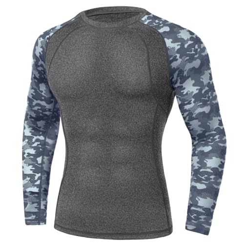 Terecey Thermo Shirt Herren Langarm Innenfleece Compression Shirt Funktionsshirt Herren Kompressionsshirt Thermal Shirt Men Männer Sportshirt Atmungsaktiv von Terecey