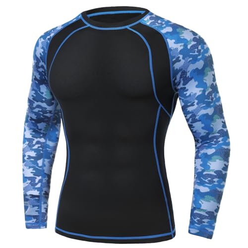 Terecey Thermo Shirt Herren Langarm Innenfleece Compression Shirt Funktionsshirt Herren Kompressionsshirt Thermal Shirt Men Männer Sportshirt Atmungsaktiv von Terecey