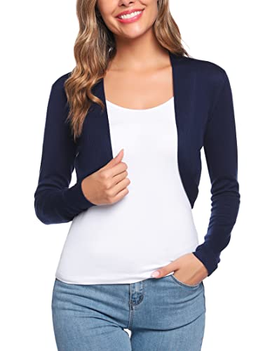 Terecey Bolero Damen Kurz Strickjacke Cardigan Elegant Langarm für Festlich Abendkleider Bolero Jacke Damen Bolerojacke Brautjacke Kurze Schulterjacke Schwarz XL von Terecey