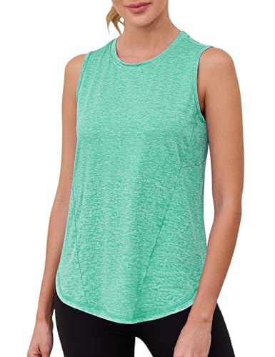 Terecey Damen Sport Tank Top Ärmelloses Yoga Pilates Fitness Shirt Locker Workout Running Atmungsaktives Sportoberteile, Grün S von Terecey