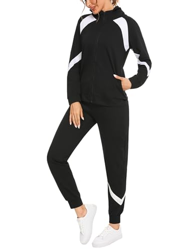 Terecey Jogginganzug Damen Set Trainingsanzug Streatwear Trainingsanzüge für Damen Freizeitanzug Langarm Sport Bekleidung Frauen Sportanzug Sportjacke Sporthose Tracksuit von Terecey