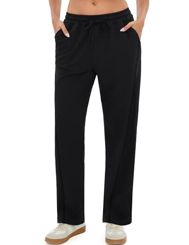 Terecey Jogginghose Breite Beine Damen Baumwolle Sporthose Lang Freizeithose Baggy Yogahose Weites Bein Trainingshoseg Loungehose fur Yoga Sport Fitness von Terecey