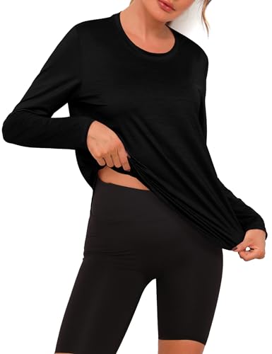 Terecey Laufshirt Damen Langarm - UPF 50+ Fitness Yoga Top - Longsleeve UV-Shirts - Rundhals Langarmshirt Funktionsshirt von Terecey