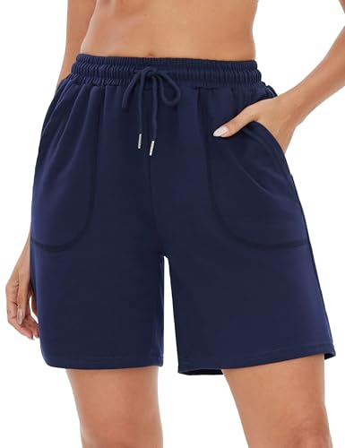 Terecey Shorts Damen Sportshorts Kurz Hosen Jogginghose Sommer High Waist Running Shorts Gym Fitness Short Kurz Trainingshose mit Taschen Elastischer Bund von Terecey