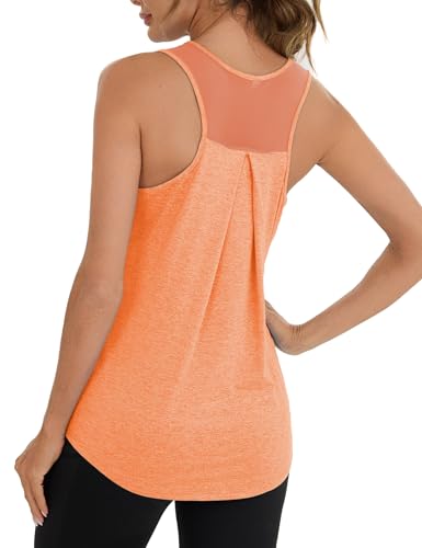 Terecey Tanktop Damen Sport Fitness Jogging Trägershirt Lässig Athletisch Ringerrücken Oberteil Ärmelloses Workout Running Yoga Tops, Orange M von Terecey