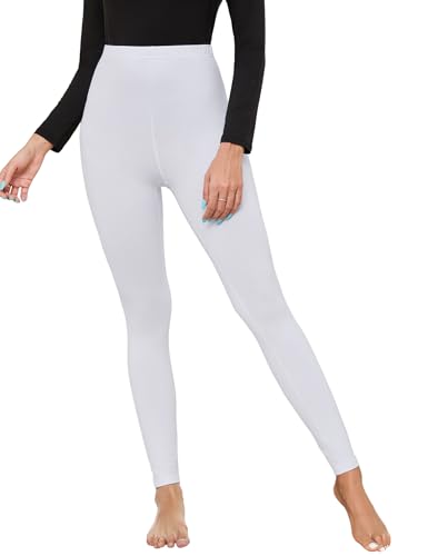 Terecey Thermo Lange Unterhose Damen, Winter High Waist Thermoleggins Elastische Fleece Weich Lange Unterhose für Damen, Weiß 3XL von Terecey