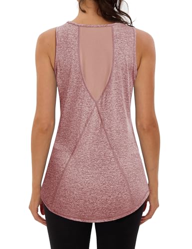 Terecey Yoga Tank Top Damen Locker Ärmelloses Funktionsshirt Atmungsaktives Racerback Sport Training Workout Lauftop mit Mesh Zurück, Errötendes Rot 3XL von Terecey