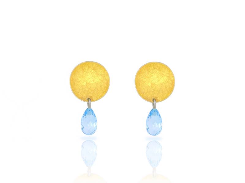 Sunny Raindrops - 1 Paar Ohrringe Aus 24 K Gelbgold & 925/-Silber Mit 2 Fassetierten Topas Tropfen Handarbeit von TeresaStaubJewelry