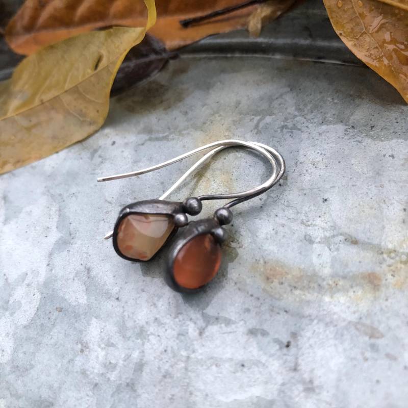 Handgefertigte Kunst Ohrringe Silber Huck Achat von TerezaOJewelry