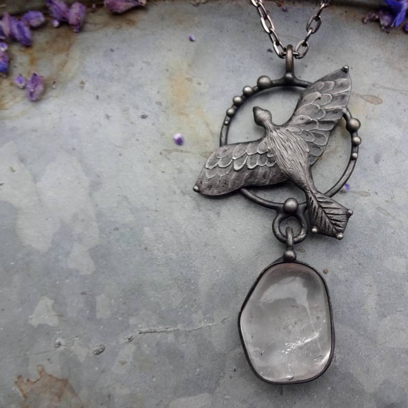 Handgemachte Original Kunst Kristall Halskette Auf Metallkette von TerezaOJewelry