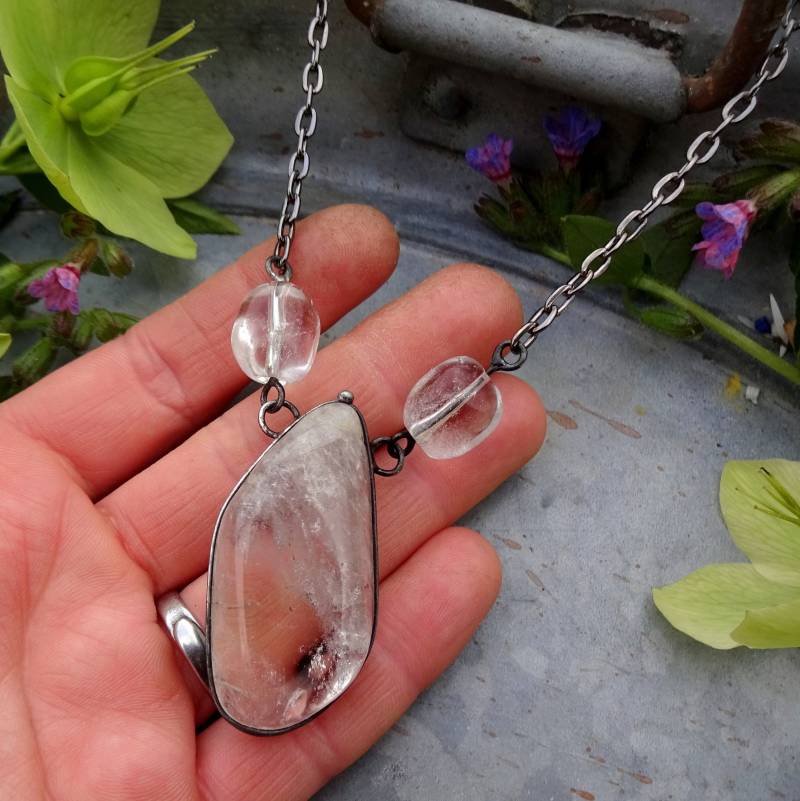 Handgemachte Original Kunst Kristall Halskette Auf Metallkette von TerezaOJewelry