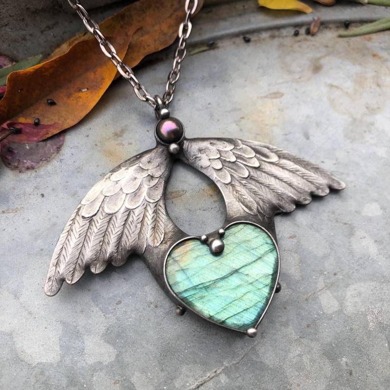 Handgemachte Original Artlabradorit Perlenhalskette Auf Metallkette von TerezaOJewelry