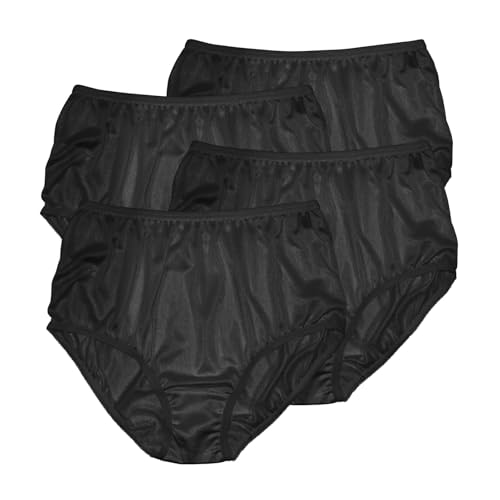 Teri 331 Damen-Slip, klassisch, Nylon, seidig-glatt, leicht, atmungsaktiv, volle Abdeckung, 4 Stück, Schwarz, 6 Teri 331 Damen-Slip, klassisch, Nylon, seidig-glatt, leicht, atmungsaktiv, volle Abdeckung, 4 Stück, Schwarz, 6 von Teri Lingerie