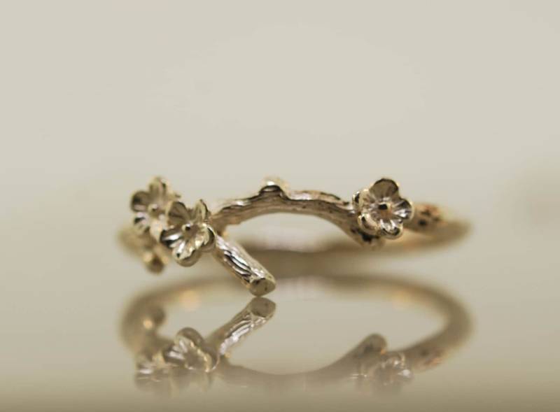 sterling Silber Kirschblüten Zweig Ring - Natur Inspiriert Ehering von TeriLeeJewelry