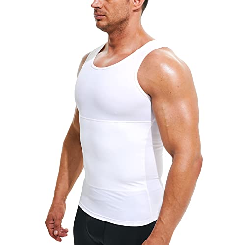 Herren Kompressionstanktop - Schlankheits Body Shaper Muscle Tank, Weiß, XX-Large von Terland