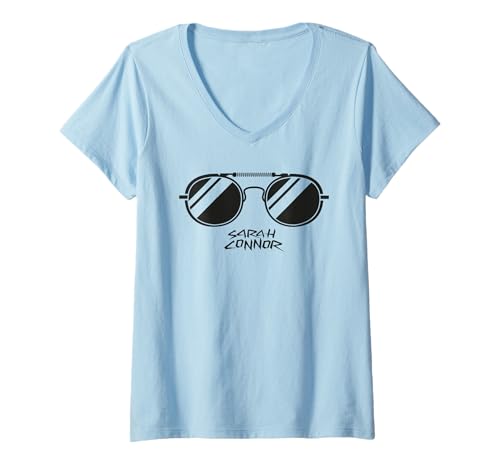 Damen Terminator 2 Sarah Connor Sonnenbrille T-Shirt mit V-Ausschnitt von Terminator 2