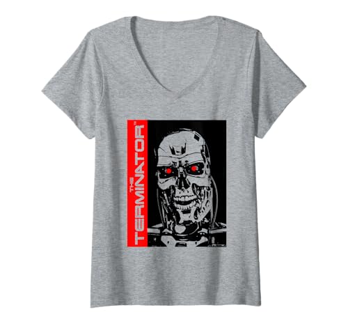 Damen The Terminator High Contrast Endoskeleton Robot Action Movie T-Shirt mit V-Ausschnitt Damen The Terminator High Contrast Endoskeleton Robot Action Movie T-Shirt mit V-Ausschnitt von Terminator