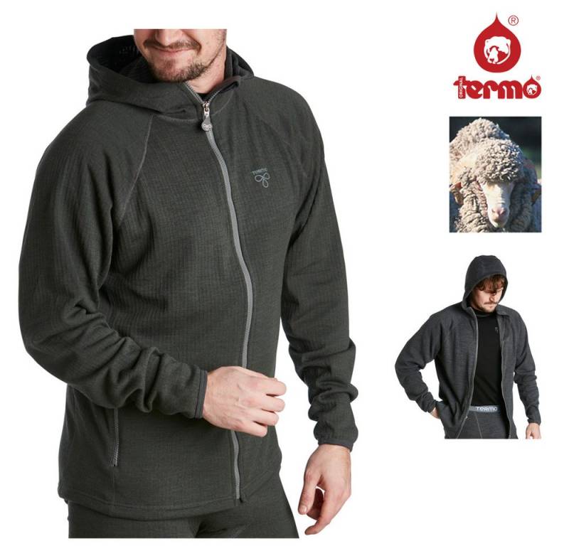 Termozeta Fleeceshirt TERMO - Wool Original 2.0 HOODIE Full Zip - dicke Merino Herren Jacke von Termozeta