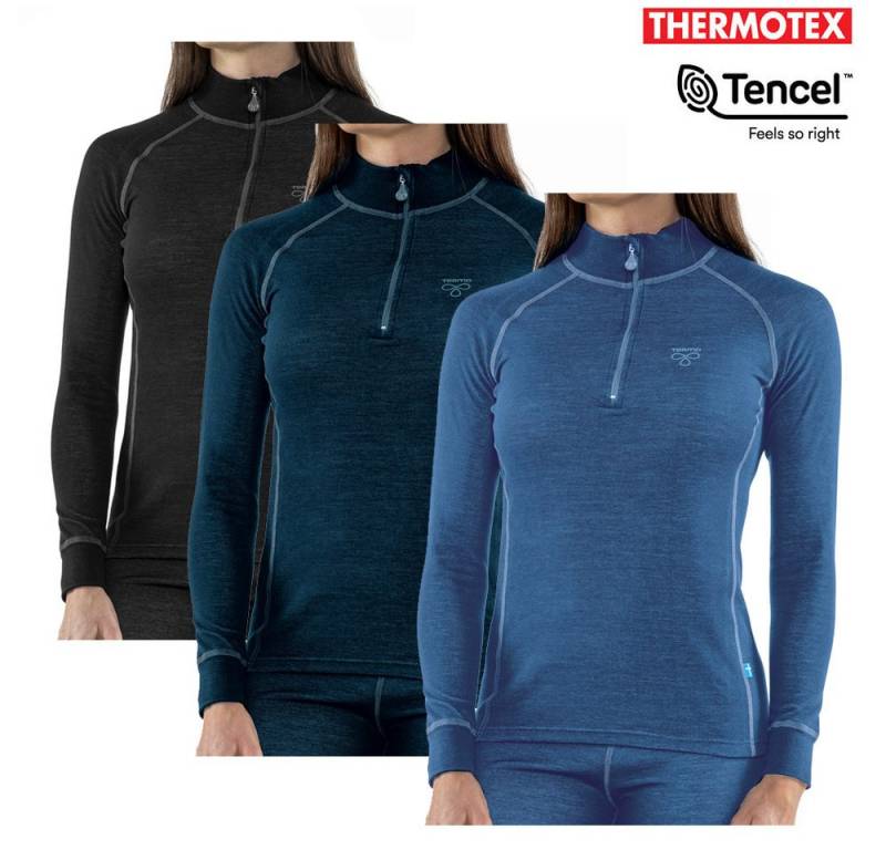 Termozeta Langarmshirt TERMO - Damen langarm Zip Funktionsshirt Sequal Tencel Turtle-neck von Termozeta