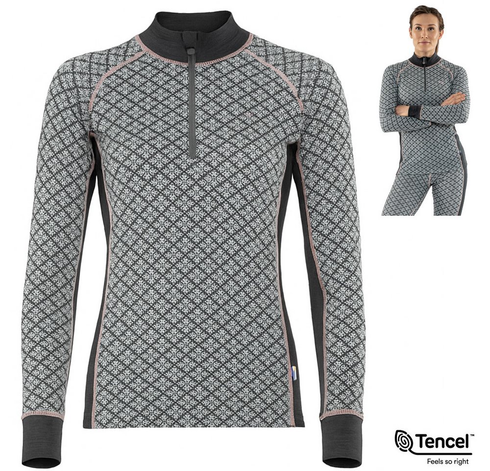 Termozeta Langarmshirt Termo - wärmendes Damen Tencel Jaquard 2.0 ZIP Longshirt, grau von Termozeta