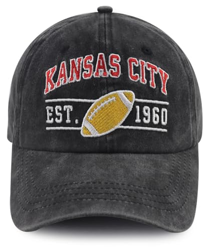 Terojnkl Bestickte Stadt Fußballmütze für Männer Frauen, verstellbare Unisex Baumwolle Fans Baseball Cap, Kansas City Schwarz, Einheitsgröße Terojnkl Bestickte Stadt Fußballmütze für Männer Frauen, verstellbare Unisex Baumwolle Fans Baseball Cap, Kansas City Schwarz, Einheitsgröße von Terojnkl
