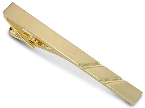 TEROON Krawattenklammern 'Stripes' - Verschiedene Ausführungen Silber Rosé Gold Schwarz, Krawattenklammer-Modell:Gelbgold matt von TEROON