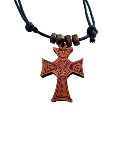 Christlich-orthodoxe griechische religiöse Anhänger Halskette mit Holzkreuz - Handgefertigte verstellbare Kordel - 1.2x0.8in / 3x2cm / 18 Christlich-orthodoxe griechische religiöse Anhänger Halskette mit Holzkreuz - Handgefertigte verstellbare Kordel - 1.2x0.8in / 3x2cm / 18 von Terra Greek