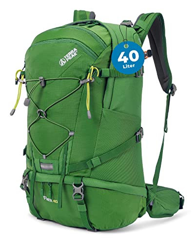 Terra Peak Wanderrucksack 40L Damen Herren Flex 40 grün - Trekking-,Reise-Rucksack wasserdicht - Outdoor- Travel Daypack mit Trinksystem & Hüftgurt, zum Wandern, Radfahren & Sport von Terra Peak