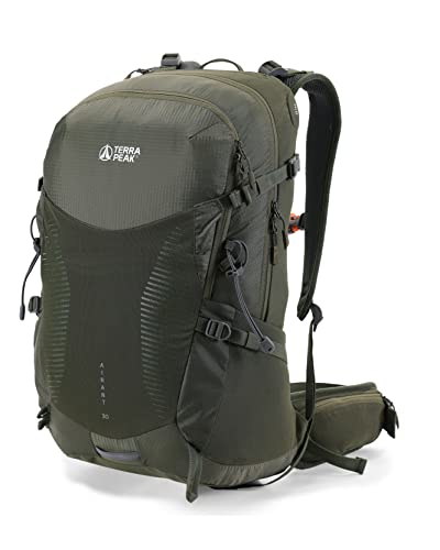 Terra Peak - Wanderrucksack Airant 30 Rückenbelüftung für Damen & Herren mit belüftetem Netz-rücken grün - zum Wandern und Camping mit Trinksystem-Vorbereitung - unisex outdoor Backpack leicht von Terra Peak