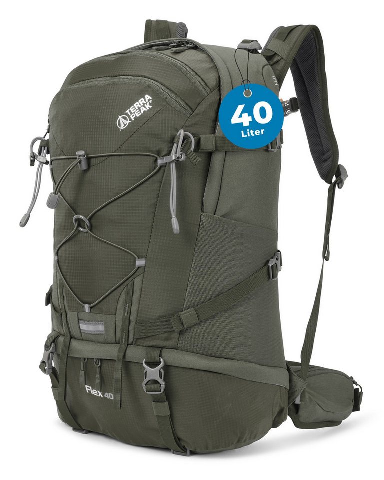 Terra Peak Wanderrucksack Flex 40, Wanderrucksack 40L mit YKK Reißverschluss & Halterung für Trinksystem von Terra Peak