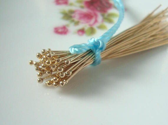 10 Stück, 24Ga Gauge, 25 Mm, 1 Zoll, 14K Gold Filled Kugel Kopfstifte, 1.5 Mm Kopf, Gf4 von TerraFinds