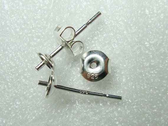 2, 6, 10, 20 Stück, 5 Mm Schale Und Stift, 925 Sterling Silber Perle Stift Ohrstecker, Ohrringmuttern Enthalten, Ep-0038 von TerraFinds