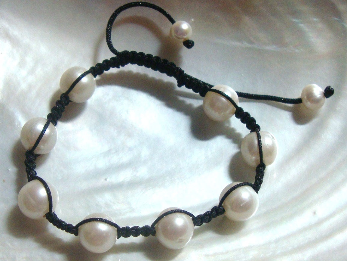 Perlenarmband, Echte 10-12 Mm Süßwasserperle Schickes Boho Verstellbares Armband Perlenarmband, Echte 10-12 Mm Süßwasserperle Schickes Boho Verstellbares Armband von TerraFinds