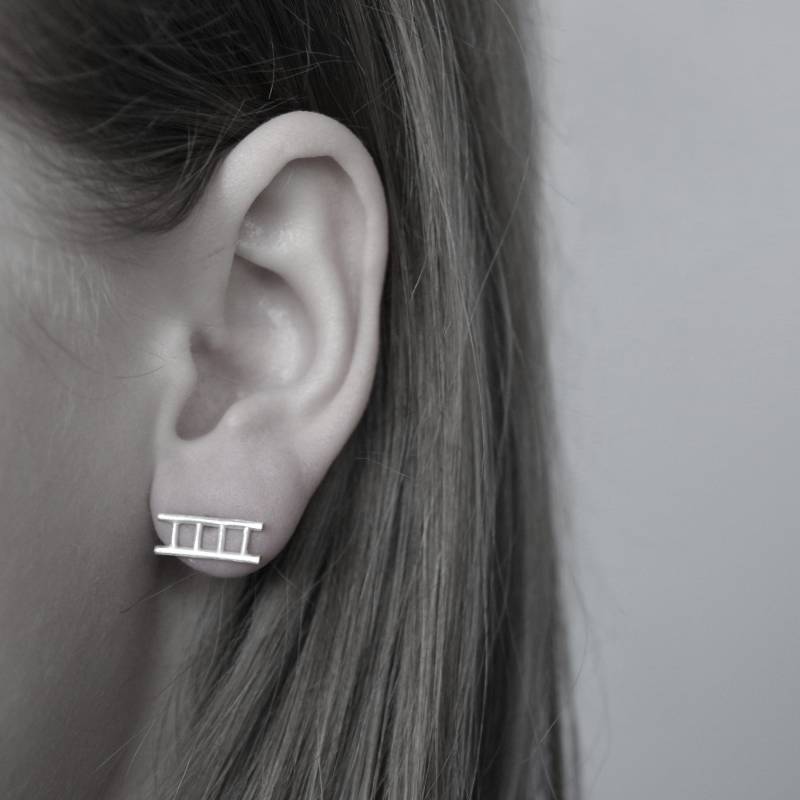 Minimalist Ohrstecker - Silber Leiter Handgemachter Schmuck Unikate von TerraRecognita