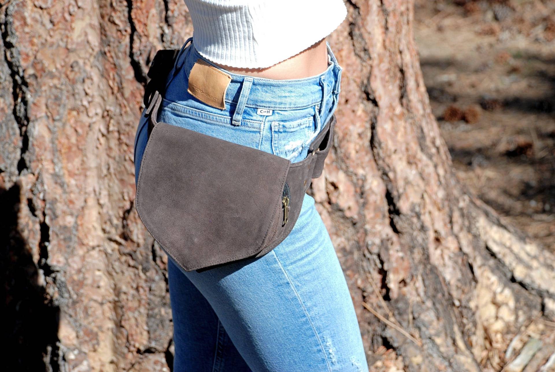 Wildleder Gürteltasche Braun Hüfttasche von TerraSadhana