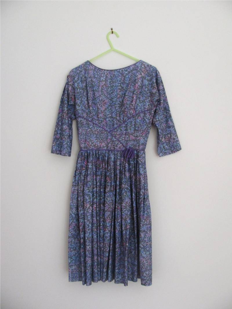 50Er Jahre Blumen Mosaik Jugendkleid Xs Xxs von TerraceHouseVintage