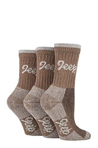 Terrain JEEP 3er Pack Damen Wandersocken Atmungsaktiv Leicht Gepolstert Baumwolle Trekkingsocken (Tan/Cream, 37-40) von Terrain