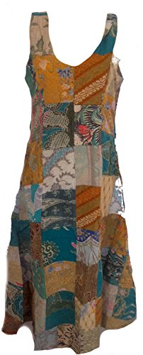 Fair-Trade-Patchwork-langes Kleid mit echten Alten Batik Patches von Terrapin (Large) von Terrapin Trading