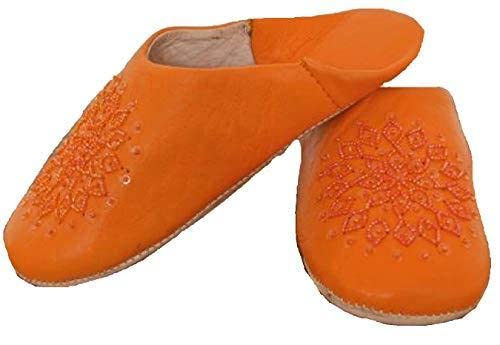 Terrapin Trading Fair-Trade-Damen Marokkanische Babouche Traditionelle Hausschuhe (Orange, numeric_37) von Terrapin Trading