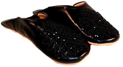 Terrapin Trading Fair-Trade-Damen Marokkanische Babouche Traditionelle Hausschuhe (Schwarz, numeric_38) von Terrapin Trading