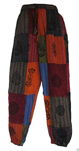 Terrapin Trading Fair Trade Nepal Cotton Patchwork Trousers Real Patches S M L XL XXL 8 10 14 18 von Terrapin Trading