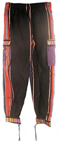 Terrapin Trading Fair Trade Nepal Thick Cotton Hippy Hose mit Echt Patches N32purple von Terrapin Trading