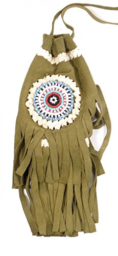 Fair Trade Replica Native American Medicine Kordelzug Perlen-Beutel-Beutel (Green) von Terrapin Trading