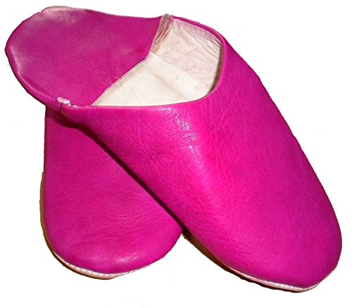 Terrapin Trading Fair-Trade-marokkanische Hausschuhe/Babouche/Loafers 100% Traditionelle marokkanische Leder (38, Rosa/Fusia) von Terrapin Trading