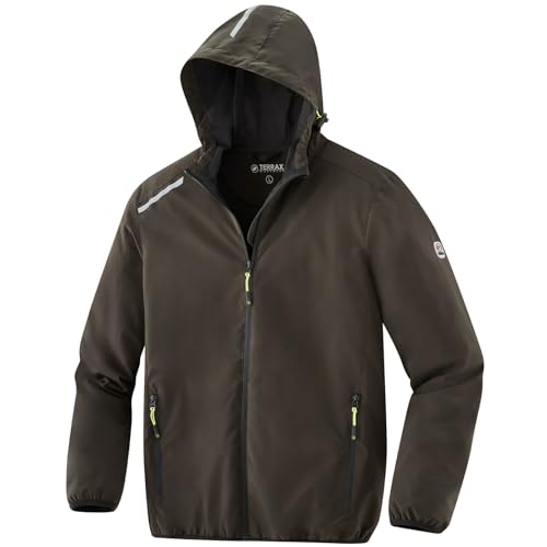 Terrax Workwear Herren Arbeitsjacke mit Kapuze - Leichte Jacke für Arbeit und Beruf in Dunkelgrün-Limette Größe 3XL von Terrax Workwear