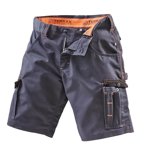 Terrax Workwear Herren Arbeitsshorts mit integriertem Gürtel - Arbeitshose Shorts mit vielen Taschen in Anthrazit-Schwarz Größe 50 von Terrax Workwear