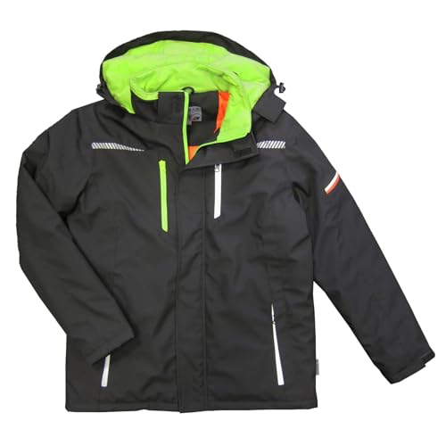 Terrax Workwear Herren Berufsparka Arbeitsparka Softshell leicht wattiert - Arbeitsjacke mit reflektierenden Details in Schwarz-Limette Größe XXL von Terrax Workwear