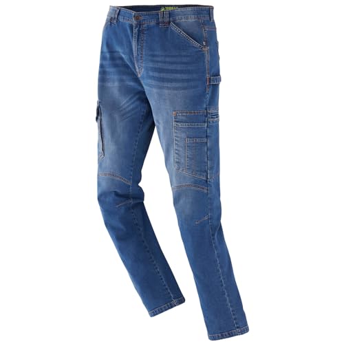 Terrax Workwear Herren Denim-Arbeitshose in sportlich schmaler Passform - Bundhose Jeans-Look mit vielen Taschen in Marine Größe 58 von Terrax Workwear